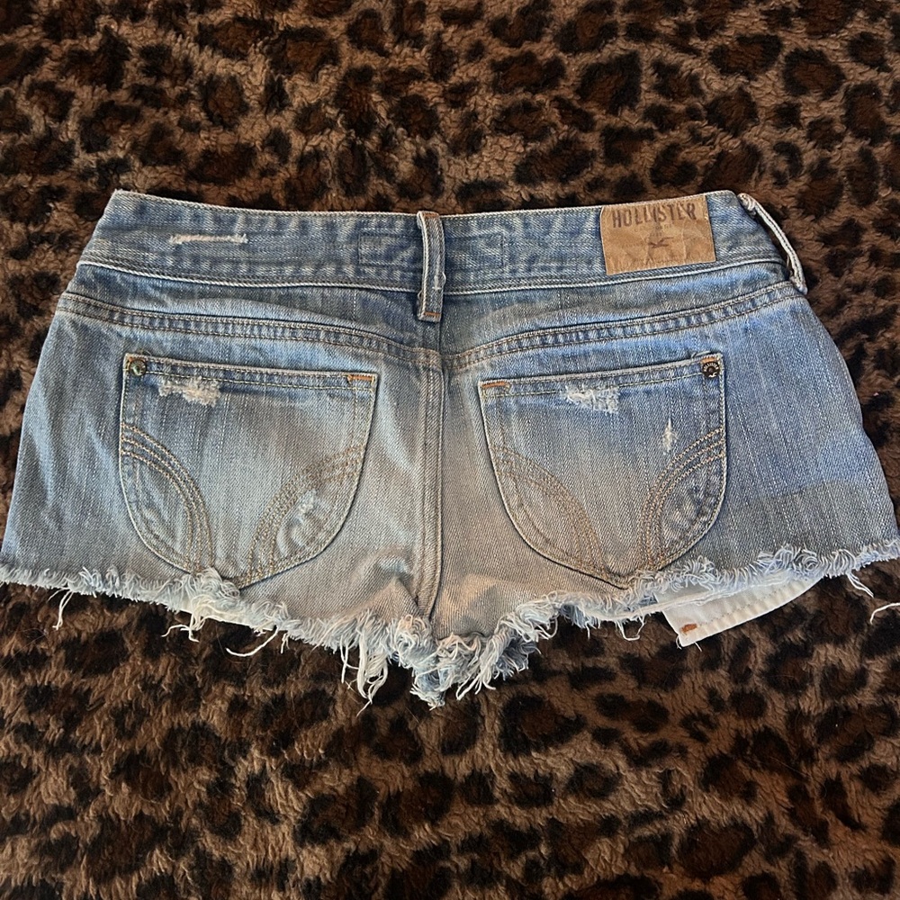 Hollister Light Blue Frayed Denim Shorts